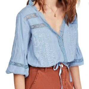 Free People Follow Your Heart Embroidered Top Size XS